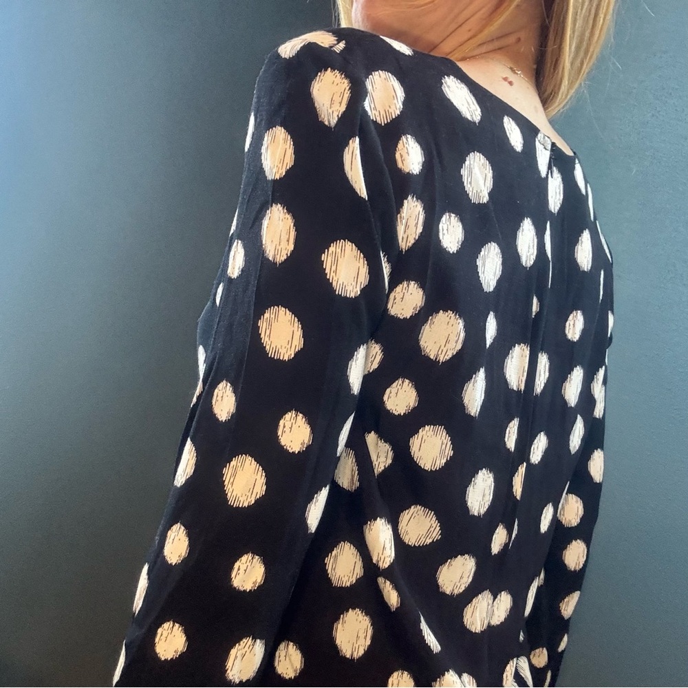 Wayf Black & White Polka Dot Long Sleeve Dress size Large - Picture 7 of 10